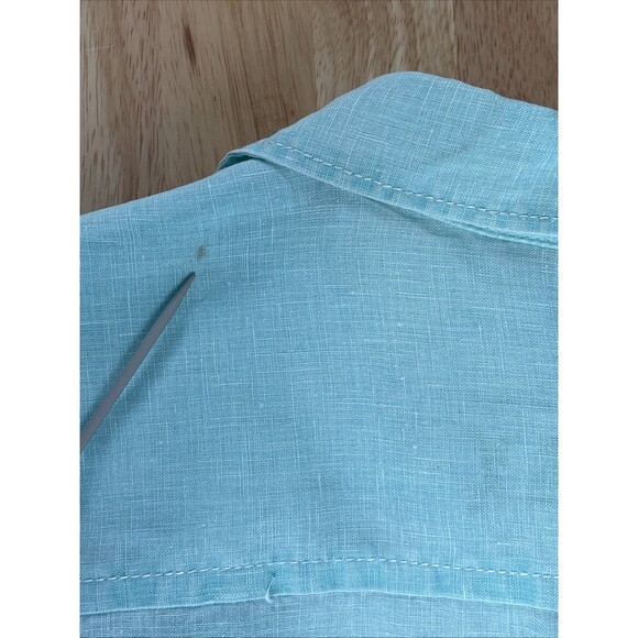 Tommy Bahama Shirt Mens Sz XL Turquoise Aqua Linen Casual Button Up Long Sleeve - Picture 10 of 10